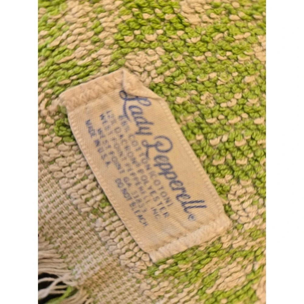 Vintage Lady Pepperell Towels  Green Floral Fringe  USA  Set of 2